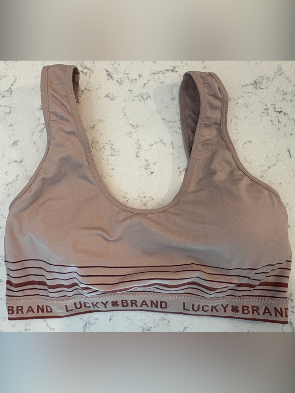 Lucky Brand Mauve Striped Logo Band Bralette